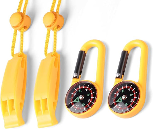 2-Pack Whistle Emergency Safety with Lanyards - High Decibel Survival Whistle for Life Jackets, Boating, Kayaking, Hiking, Hunting & Rescue
