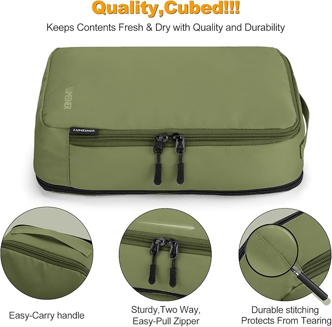 8 Set Compression Packing Cubes for Travel, Waterproof Luggage Organizers, Suitcase Organizer Set for Carry-On & Checked Baggage, Travel Accessories for Men & Women