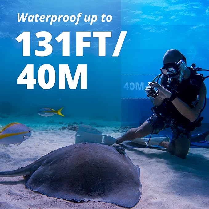 AKASO Brave 4 Pro 4K30 Action Camera with 128GB MicroSD U3 Card, 131FT Underwater Waterproof Camera EIS Touch Screen Remote Control with 2x1350mAh Batteries and Helmet Accessories Kit Bundle