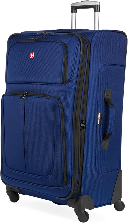 SwissGear Sion Softside Expandable Luggage, Blue, Checked-Large 29-Inch