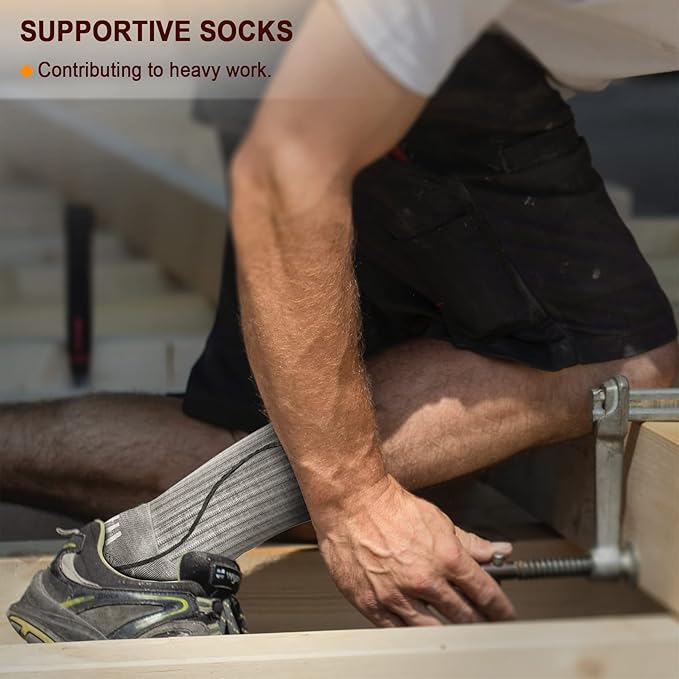 BULLIANT Compression Socks for Men 6Pairs, Athletic Crew Socks Cushioned For Men Sports Running-Arch Support