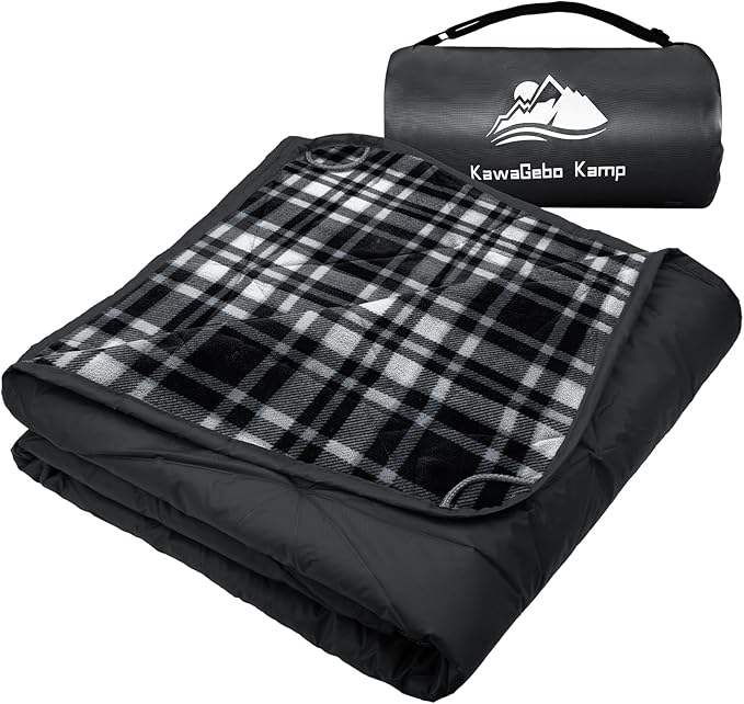 Outdoor Waterproof Blanket, Foldable Fleece Stadium Blanket for Outdoor Sports Event, Camping, Concerts, Car, Pet, Picnics - Windproof, Wearable, Machine Washable 80" x 58"