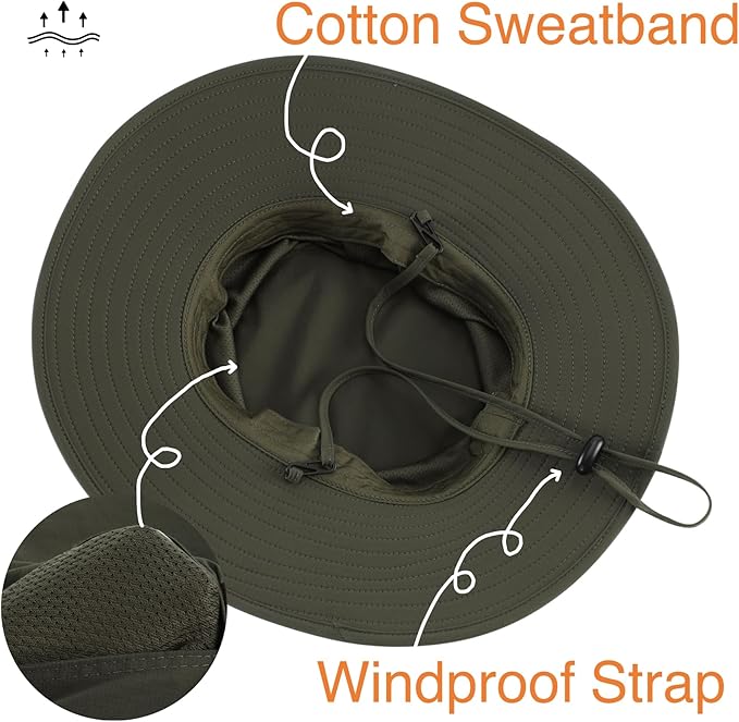 Home Prefer UPF50+ Mens Sun Hat Wide Brim Fishing Hat Sun Protection Beach Gardening Bucket Hat for Men Women
