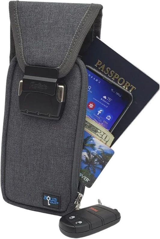 Aquavault | Flex Safe | Beach Chair Vault | Anti theft combination lock | 3 Digit Programmable lock | Water resistant, Slash Resistant and RFID Blocking (Grey)
