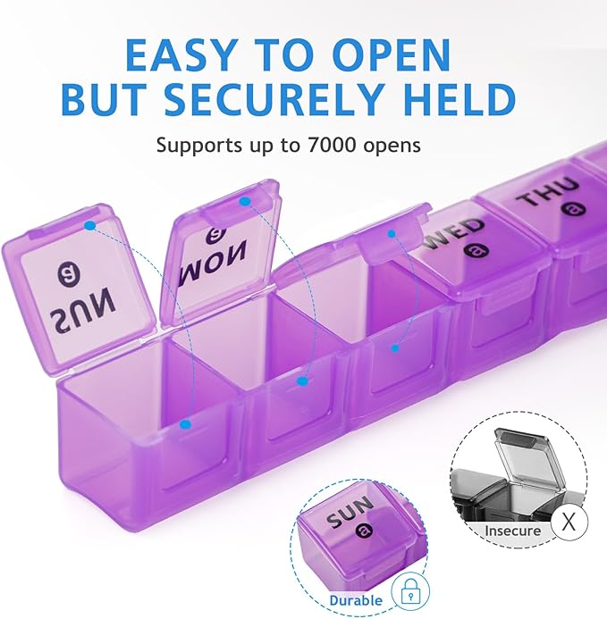 2-Pack Large Weekly Pill Organizer,Vitamin Pill Box Organizer 7 Day with Big Compartments, Am Pm Pill case for Travel,XL Medicine Organizer 14 Day for Fish Oils, Vitamin Holder Supplement