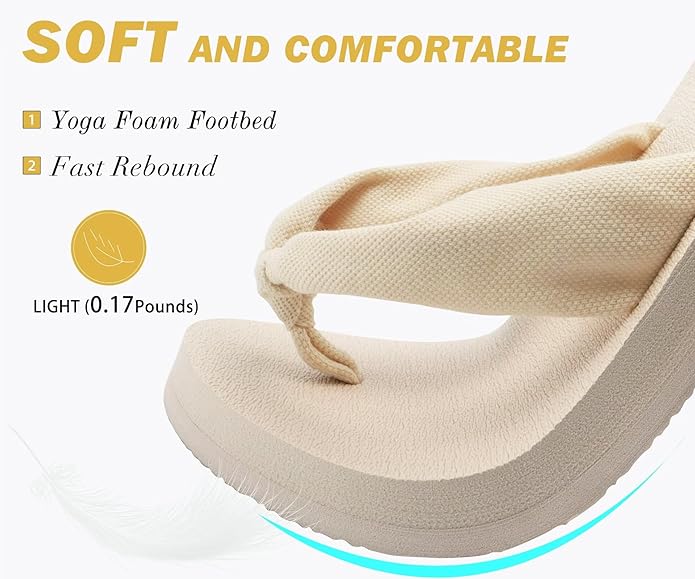 KuaiLu Flip Flops for Women with Arch Support Yoga Mat Comfortable Summer Beach Walking Thong Cushion Sandals Slip On Indoor Outdoor