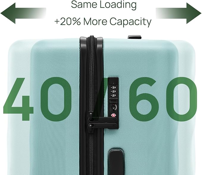 Trunk Luggage 22 Inch, Small Checked Luggage with Double Spinner Wheels, Anti-Burst Zipper, Hard Case PC Suitcase, Lightweight Travel Luggage, TSA Approved (Crystal Green, Hudson)