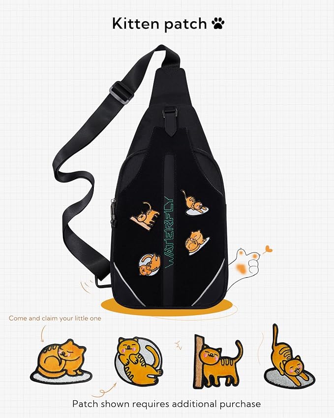 WATERFLY Small Crossbody Sling Backpack Anti Theft Backpack for Traveling Chest Shoulder Bag
