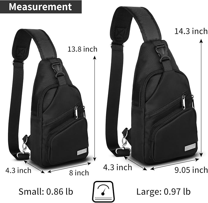 AMJ Crossbody Sling Bag Men Women, Casual Shoulder Backpack, Chest Daypack Satchel for Hiking Travel