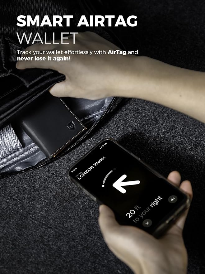 LORZOR Minimalist Wallet for Men with Credit Card Holder, Finest Full Grain Leather, Pop up Smart Wallet, Trifold Slim Wallet, RFID Blocking, Front Pocket, ID Window