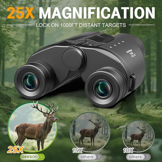 25x32 Binoculars for Adults Kids Compact - DEESOO High Powered Bird Watching Binoculars Lightweight with Small Size for Hunting Traveling Sports Hiking (Black)