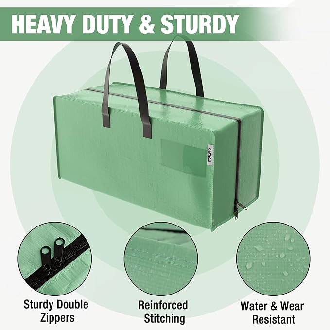 WORKPRO 6 Pack Extra Large Moving Bags with Zippers & Carrying Handles Backpack Straps, Heavy-Duty Storage Tote for Space Saving & Storage, Alternative to Moving Box (Green)