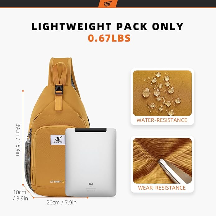 SKYSPER Sling Bag RFID Crossbody Sling Backpack Cross Body Shoulder Bag Travel Hiking Daypack for Women Men