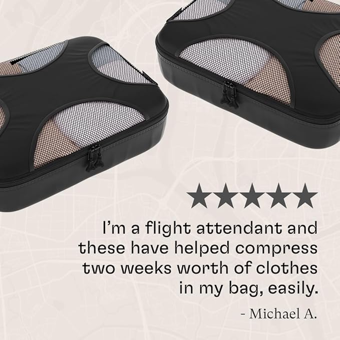 Shacke 6 Set Packing Cubes for Travel - Compression Packing Bags/Travel Organizer - Luggage Organizer Bags for Traveling - Travel Essentials for Women - Cruise Must Haves Packing List