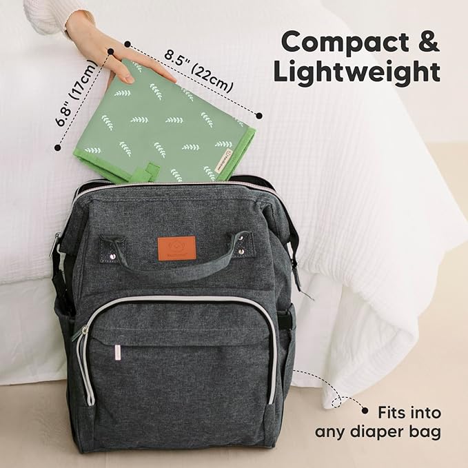 KeaBabies Portable Diaper Changing Pad, Easy Wipe Clean - Foldable Waterproof Baby Changing Mat for Diaper Bag, Compact, Lightweight, 25x13 Baby Changer Travel Essential, Machine Washable (Acacia)