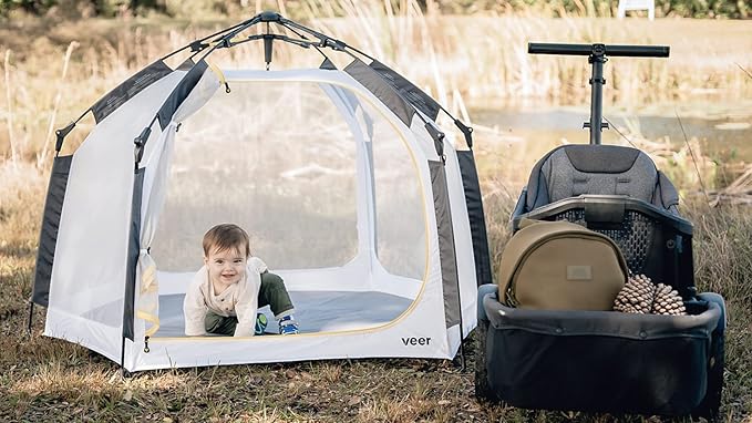 Veer Basecamp | JPMA Certified Portable Pop Up Play Yard/Play Pen for Babies, Toddlers and Kids | Indoor and Outdoor Use | Shade Canopy | Keeps Bugs Out | Playard Safety Certified