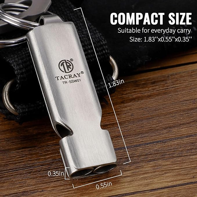 TACRAY Emergency Whistles Lifeguard Safety Whistle with Neck Chain and Keychain for Outdoor Camping Hiking