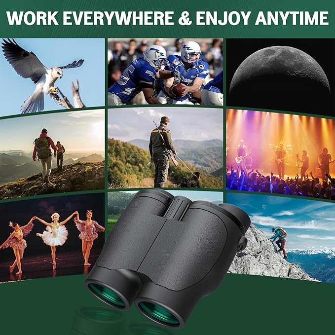 Aurosports 16x32 Compact Binoculars for Adults and Kids - High Powered Small Binoculars with Low Light Vision - Easy Focus Lightweight binos for Bird Watching Hunting Travel Hiking