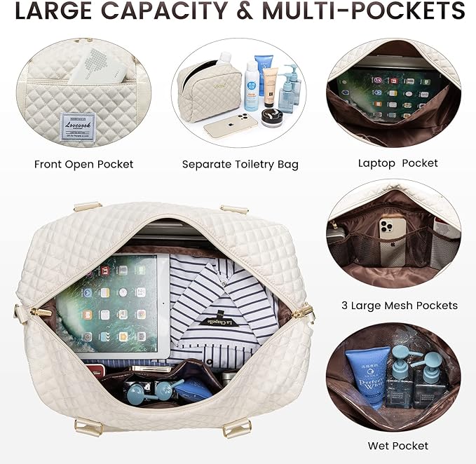 LOVEVOOK Travel Duffle Bag,Weekender Bags for Women with Shoe Compartment，Carry on Overnight Bag with Toiletry Bag,Gym Duffel Bag with Wet Pocket, Hospital Bags for Labor and Delivery