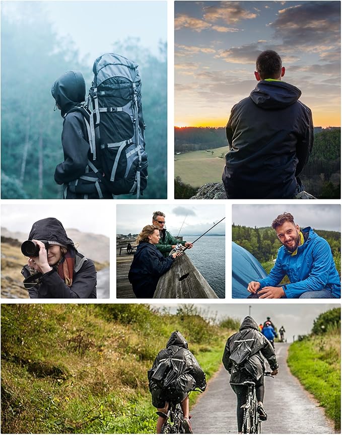 iCreek Rain Suit Waterproof Jacket with Pants 2 Pieces Breathable Lightweight Packable Raincoat with Hooded Rain Gear Unisex