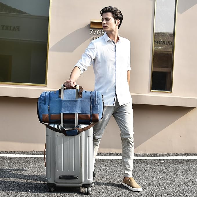 Dimayar Expandable Duffle Bag for Men, 50L Large-Capacity Weekender, Water-Resistant Mens Duffle Bags for Traveling, Lightweight & Durable Overnight Carry-On, Versatile Gym and Travel Bag