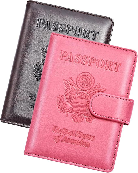 Herain Passport Holder for Travel Cruise Essentials, 2 Pcs Passport Cover Wallet Case Women Men Family, RFID Passports Book Card Holders Travel Accessorie Gifts Must Haves