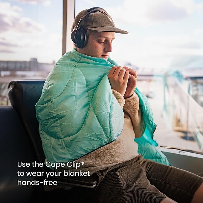 Rumpl Travel Puffy Blanket, Ultra-Packable Travel-Size Warmth and Comfort, Deepwater