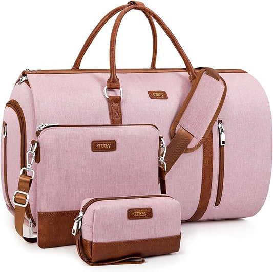 Convertible Garment Duffel Bag for Travel - Carry On Garment Bags With Toiletry Bag Large Weekender Bag for Men Women 2 in 1 Hanging Suitcase Suit Travel Duffel Overnight Bags 4pcs Set