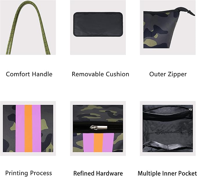 QOGiR Neoprene Multipurpose Beach Bag Tote with Inner Zipper Pocket … … … …
