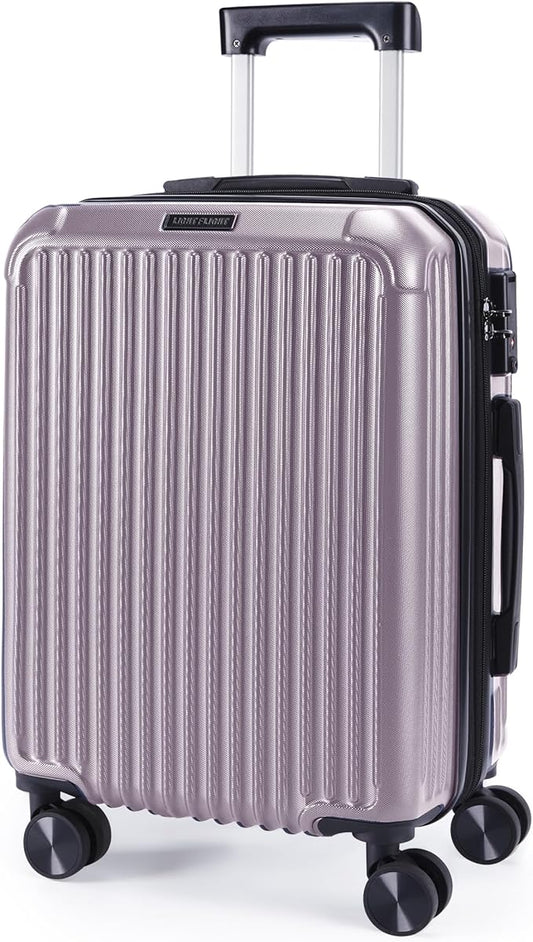 LIGHT FLIGHT Carry On Luggage 22x14x9 Airline Approved, Durable Hard Shell Carry On Suitcases with Wheels, Expandable Hardside Lightweight Travel Luggage with TSA Lock 20 Inch Carry on, Rose Purple