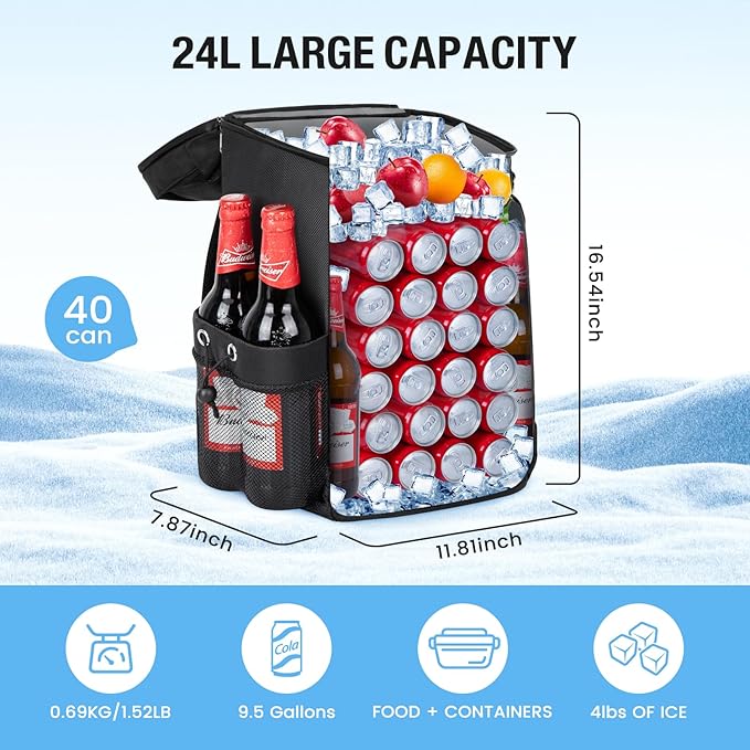 Cooler Backpack - 40 Cans Insulated Leak Proof Backpack Cooler Portable Picnic Camping Beach Hiking BBQ Lunch Bag for Men and Women