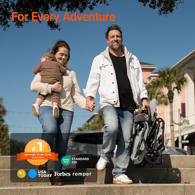Lightweight Baby Travel Stroller with Carbon Fiber Frame, Compact & Airplane-Friendly, One-Handed Folding Design, 11.6 lbs, Perfect for Toddlers, Grey