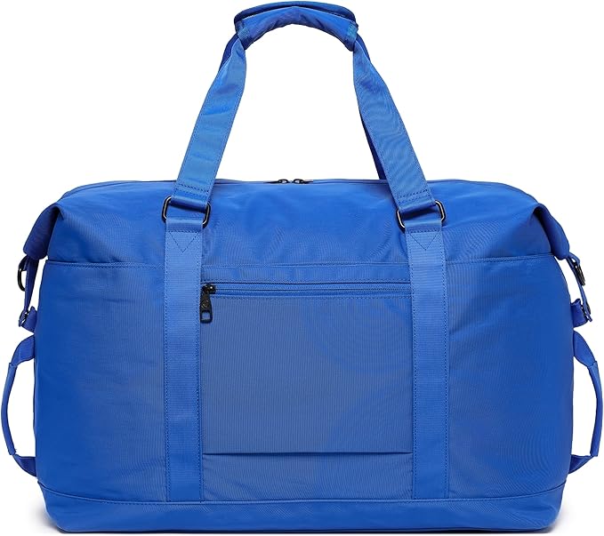 SUNNY BIRD Duffel with Utility Pouch, 40L Weekender Overnight Bag with Shoe Compartment for Travel and Sports (Blue)