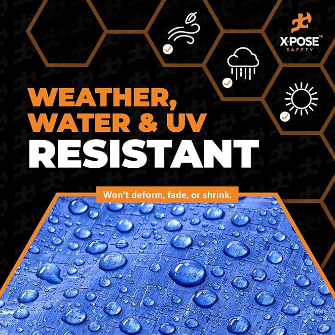 Better Blue Poly Tarp 10' x 22' - Multipurpose Protective Cover - Lightweight, Durable, Waterproof, Weather Proof - 5 Mil Thick Polyethylene - by Xpose Safety