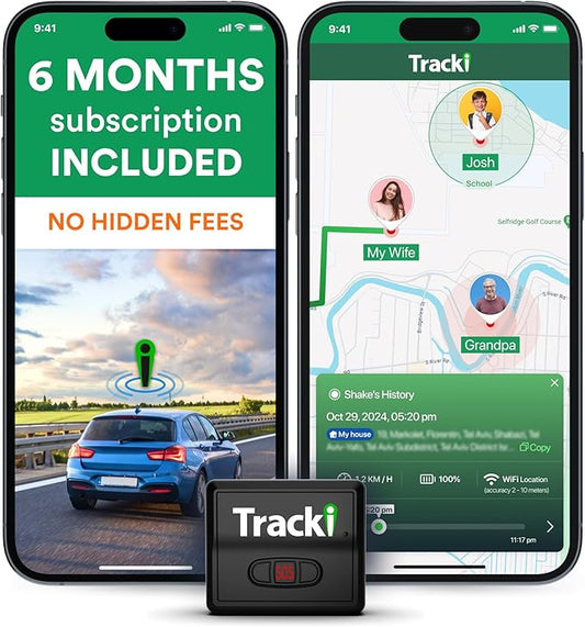 Tracki GPS Tracker for Vehicles, Car, Kids. Subscription Needed. US-Made Tech. 4G LTE GPS Tracking Device. Unlimited Distance, US & Worldwide. Small (Tracker) (Tracker 6-mo Subscription Incl.)