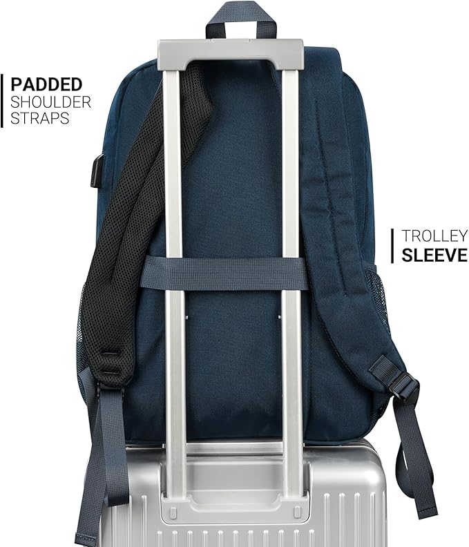 ZORFIN 36L Backpack for College, and Travel: Water Resistant Bookbag - Steel blue