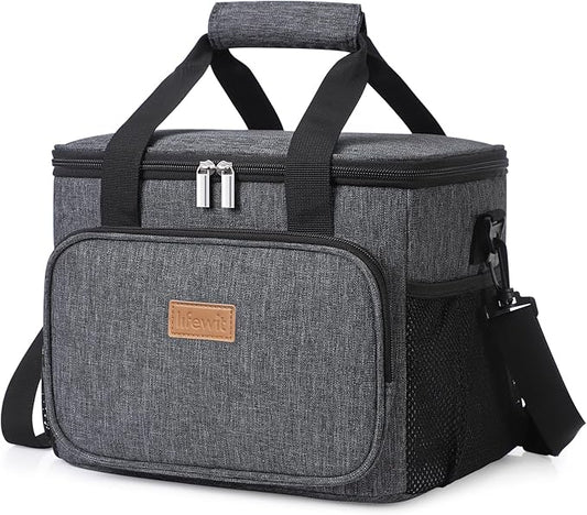 Lifewit Large Lunch Bag Insulated Lunch Box Soft Cooler Cooling Tote for Adult Men Women, Dark Gray 24-Can (15L)