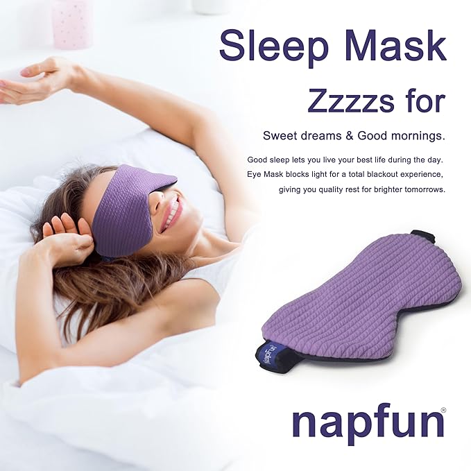 napfun Neck Pillow for Traveling, Upgraded Travel Neck Pillow for Airplane 100% Pure Memory Foam Travel Pillow for Flight Headrest Sleep, Portable Plane Accessories, Striped Light Purple Set
