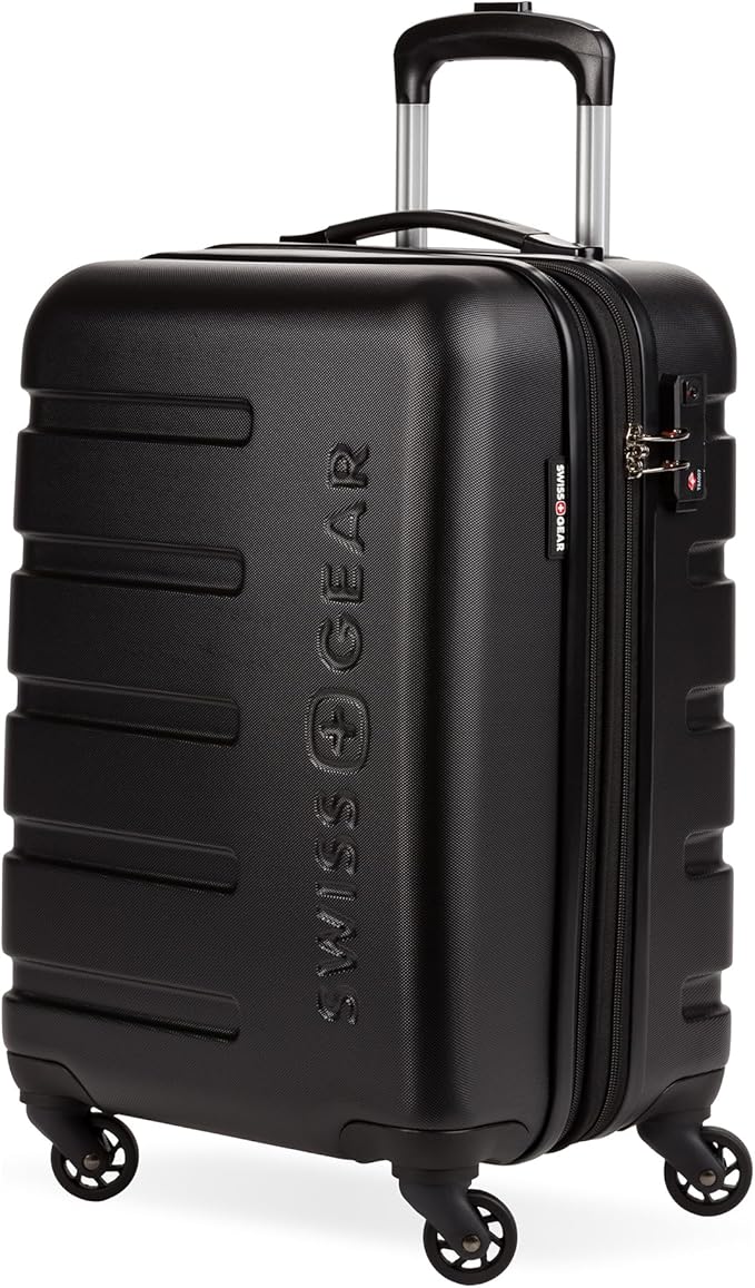 SwissGear 7366 Hardside Expandable Luggage with Spinner Wheels, Black, Carry-On 19-Inch