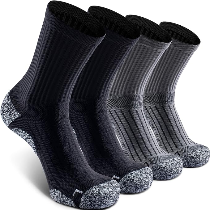 Elite Cushioned Compression Mid-crew Socks 4-Pack for Youth Women Men