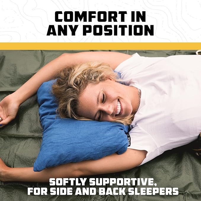 Wise Owl Outfitters Camping Pillow – Memory Foam Travel Pillow for Airplane Sleeping, Hiking, Backpacking & Outdoor Use - Small & Portable for Adults, Car, Camp & Tent