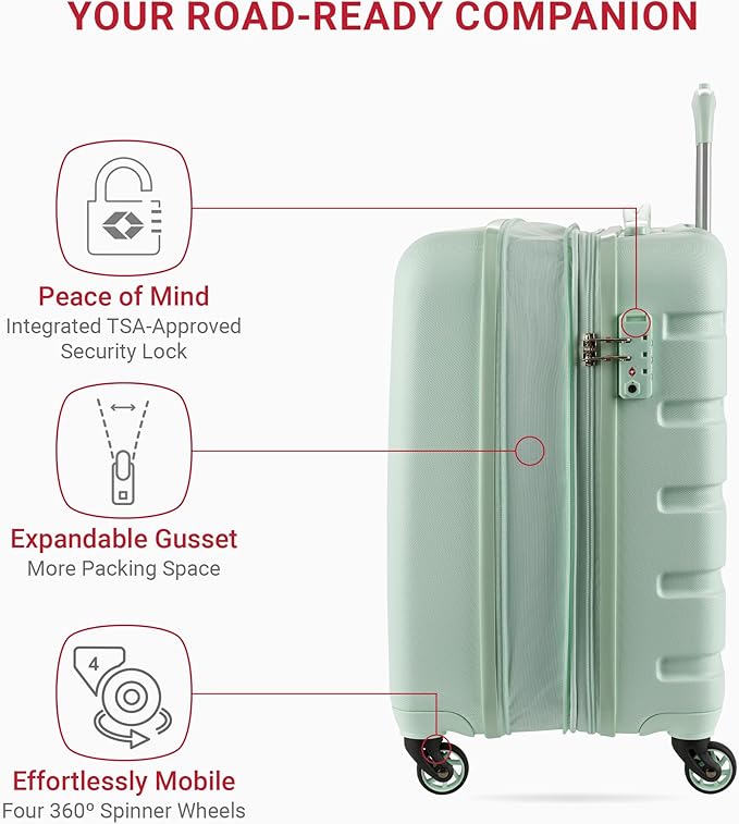 SwissGear 7366 Hardside Expandable Luggage with Spinner Wheels, Clearly Aqua, Carry-On 19-Inch