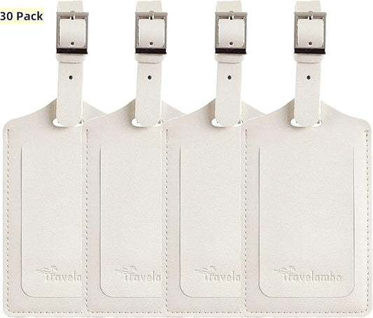 Travelambo Luggage Tags for Suitcases PU Leather Travel Tags Bag Tags Privacy Protection Travel Essentials