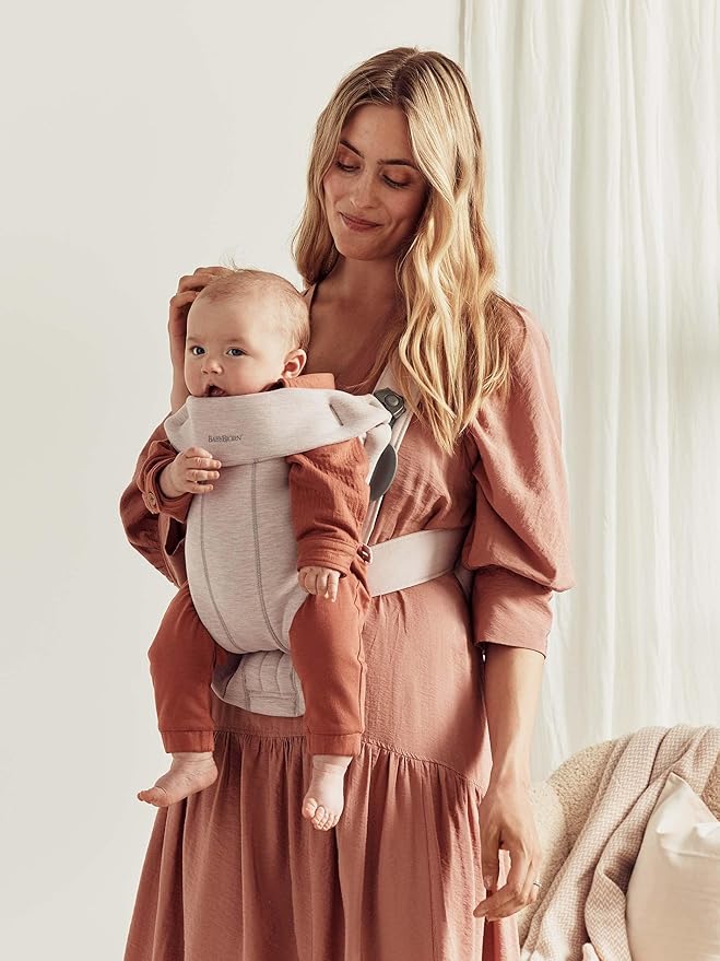 BabyBjörn Baby Carrier Mini, 3D Jersey, Light Beige | Newborn Carrier (7-25 lbs), Ergonomic, Easy-to-Use
