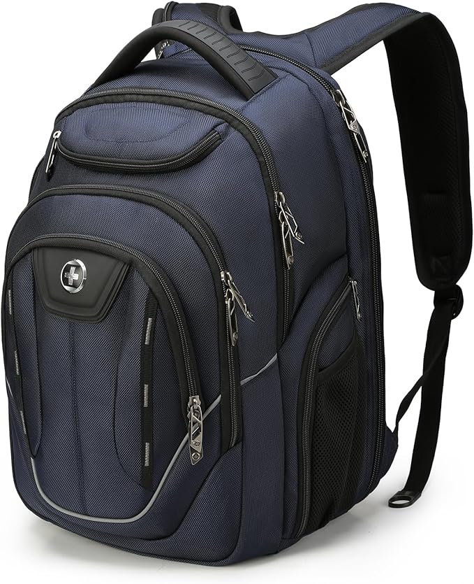 Swissdigital Design TSA Business Laptop Backpack For Men,Travel Backpack With USB Charging Port,College Tech Backpacks With RFID Pockets Presents For Men Fits 15.6 Inch Computer Blue | TERABYTE
