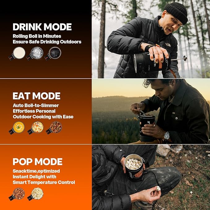 Electric French Press Coffee Maker, 120V Boil Water & Press Coffee 2-in-1, Portable Design for Travel, Camping, 6 Minute Brew Ready