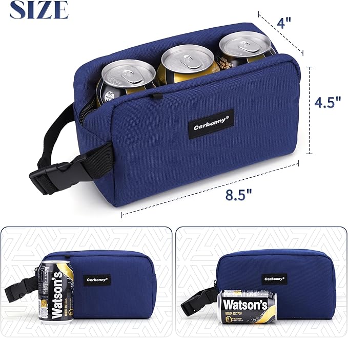 Cerbonny Small Cooler Bag Freezable Lunch Bag for Work School Travel,Small Lunch Bag,Small Insulated Bag For Adults/Kids,Freezer Lunch Bags,Mini Lunch Bag Fit For Yogurt（Navy Blue-1）