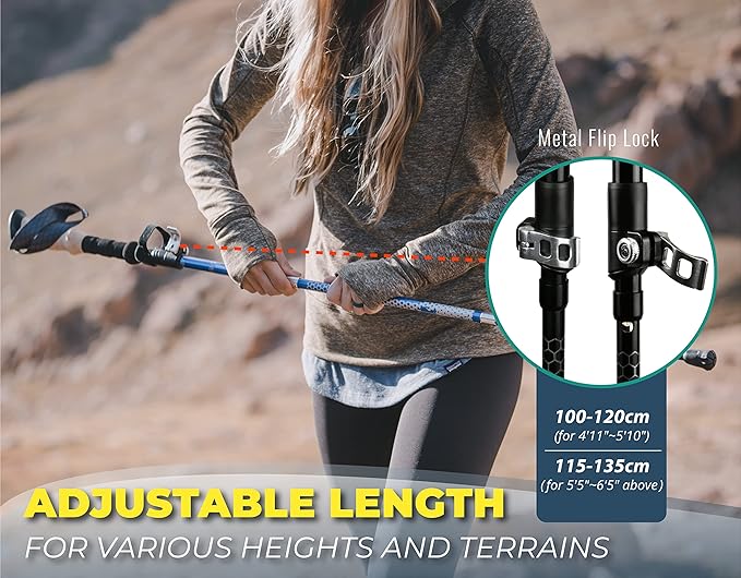 Trekology Trek-Z Collapsible Hiking & Trekking Poles - Balance Support for Seniors, Women, and Men, 2pc Per Set