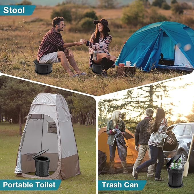 TRIPTIPS Upgrade Retractable Portable Toilet Travel Toilet Adjustable Height Camping Toilet Portable Potty for Adults Kids, Foldable Portable Toilet for Camping/Car