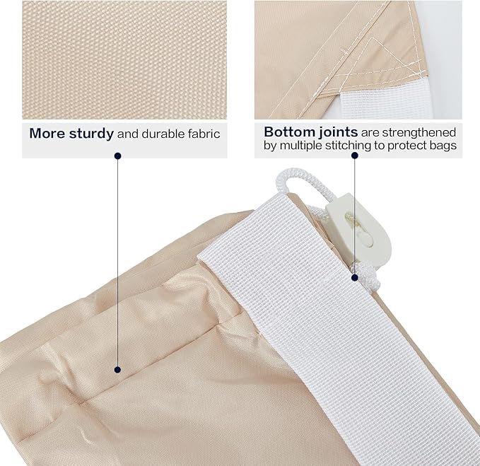 HOMEST XL Nylon Laundry Bag with Strap, Large Dirty Garments Organizer, Easy Fit a Hamper or Clothing Basket, Can Carry Up to 4 Loads of Clothes, Beige